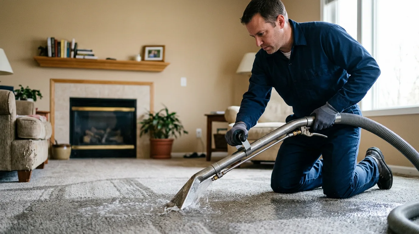 Water damage restoration technician working near Glendive, MT